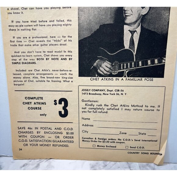 Chet Atkins Learn Guitar Print Ad Vintage 1950s Learn to Play Course Mail Order - Picture 5 of 6